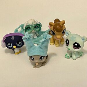 Lot of 5 Littlest Pet Shop Winter Sledding Fun | LPS #684, 685, 686, 687, 794
